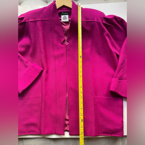 Perruzza Pure Virgin Wool Jacket  vintage Magenta Pink Cropped Italian Blazer - Picture 7 of 11